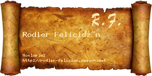 Rodler Felicián névjegykártya